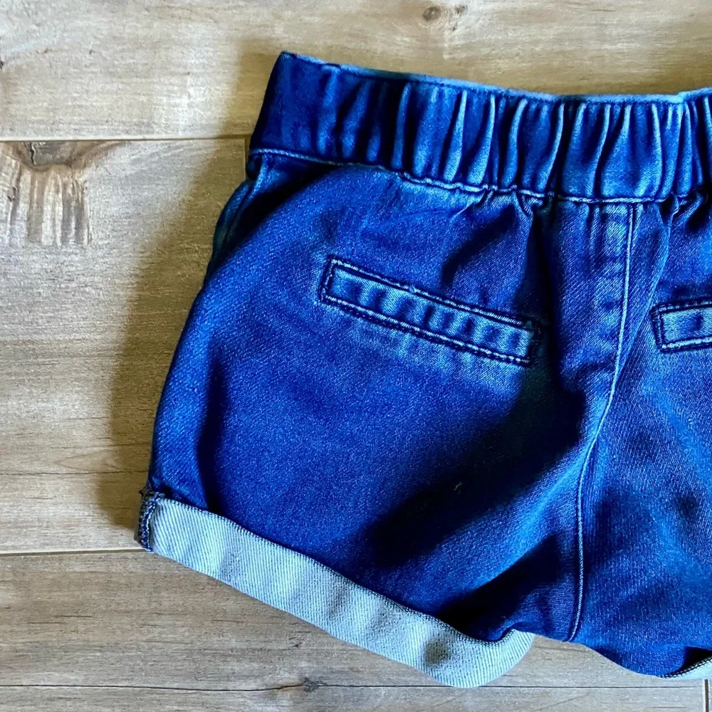 OshKosh Sailor Button Front Stretch Denim Shorts with Cuffed Hem